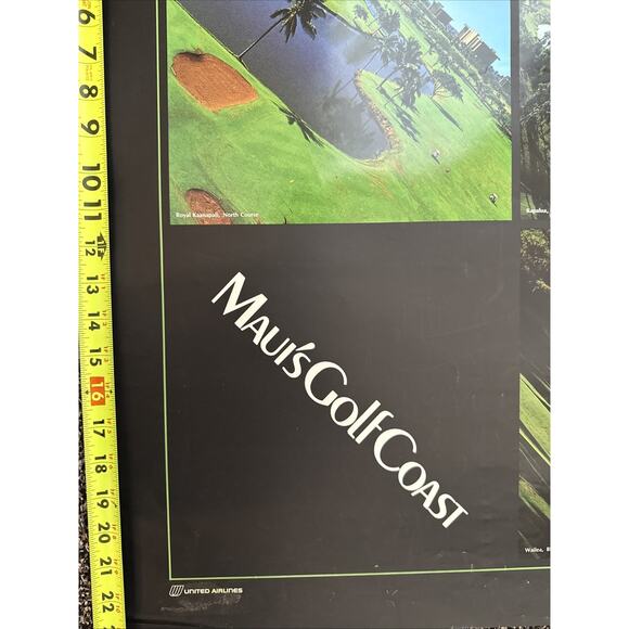 Maui's Golf Coast United Airlines Poster Hawaii Royal Kaanapali Kapalua Wailea - Picture 2 of 10